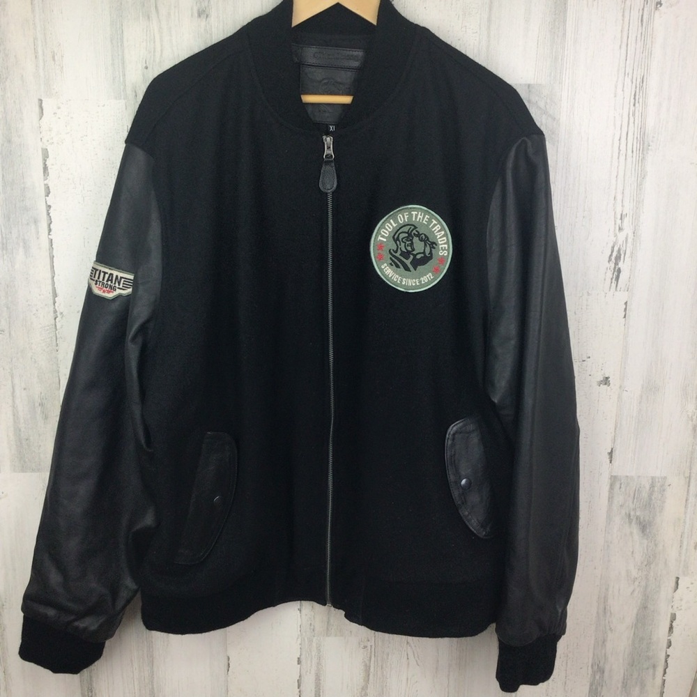 Titan Strong Jacket XL Letterman Varsity Tool Of The Trade Blk Wool Leather